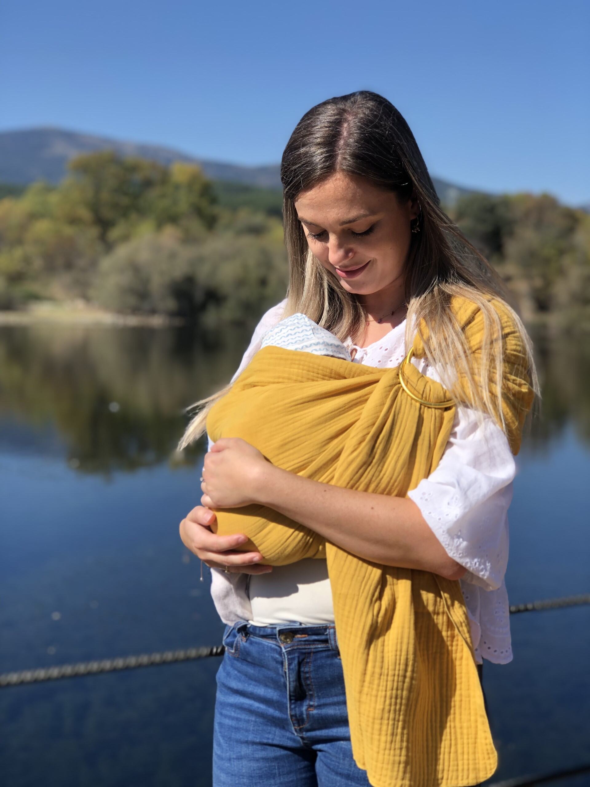 Kangura portabebés Bandolera Portabebé de muselina Amarsupiel Mostaza