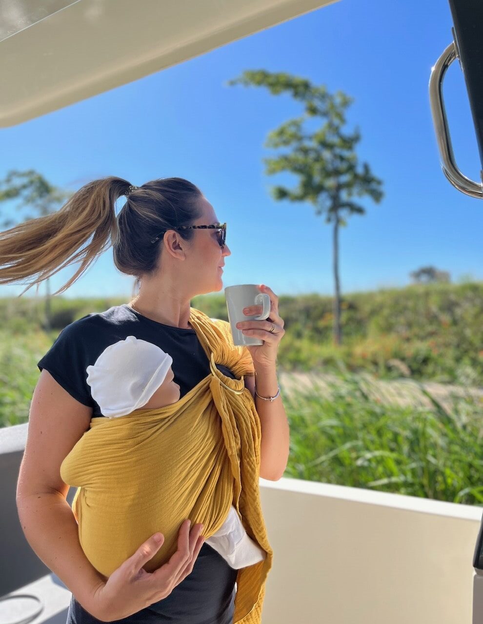 Kangura portabebés Bandolera Portabebé de muselina Amarsupiel Mostaza