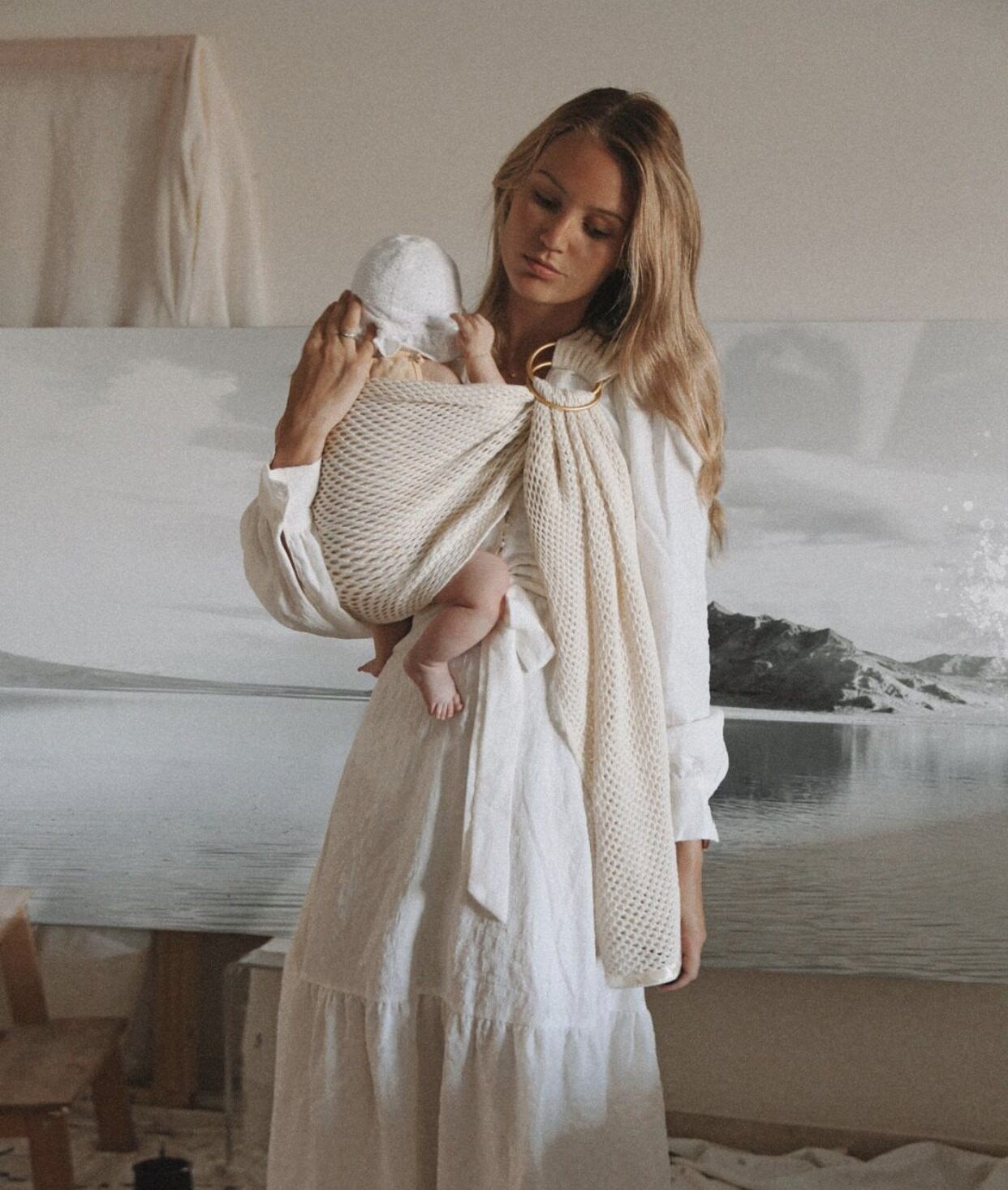 Kangura portabebés Bandolera Portabebé de rejilla Amarsupiel Beige