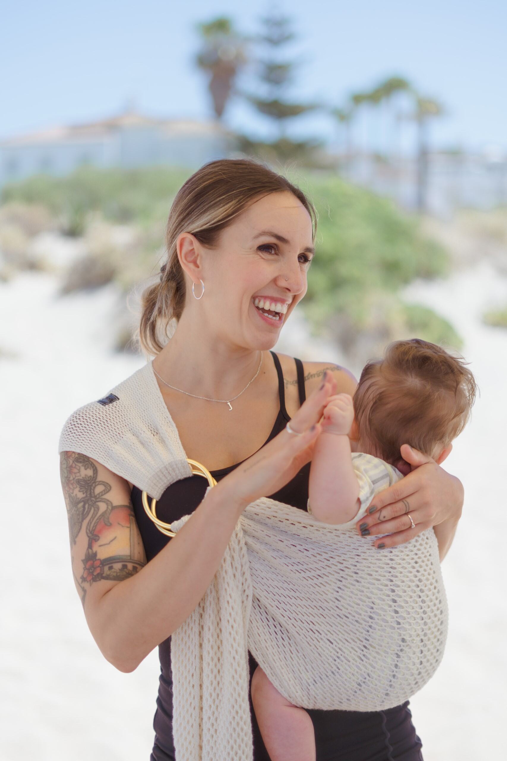 Kangura portabebés Bandolera Portabebé de rejilla Amarsupiel Beige