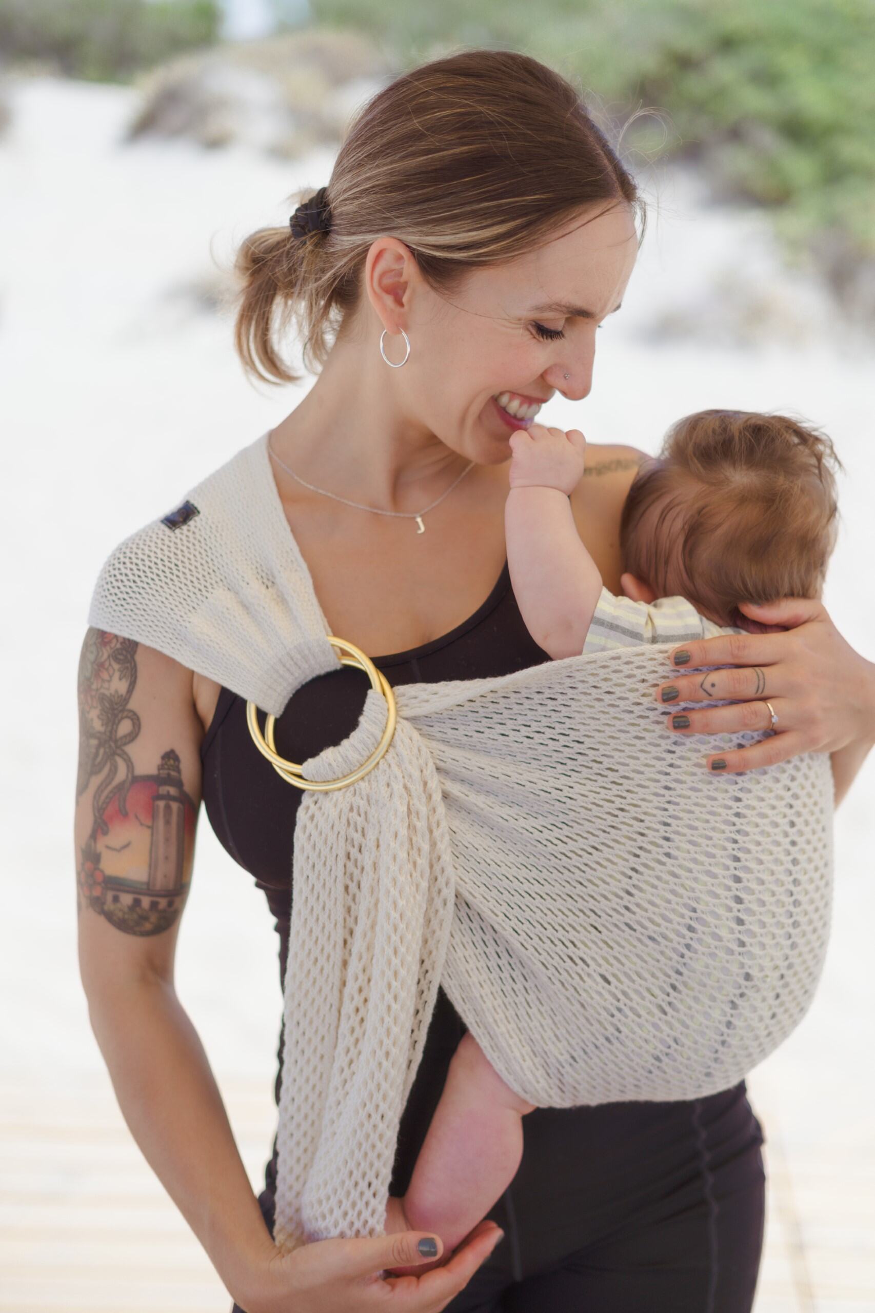 Kangura portabebés Bandolera Portabebé de rejilla Amarsupiel Beige