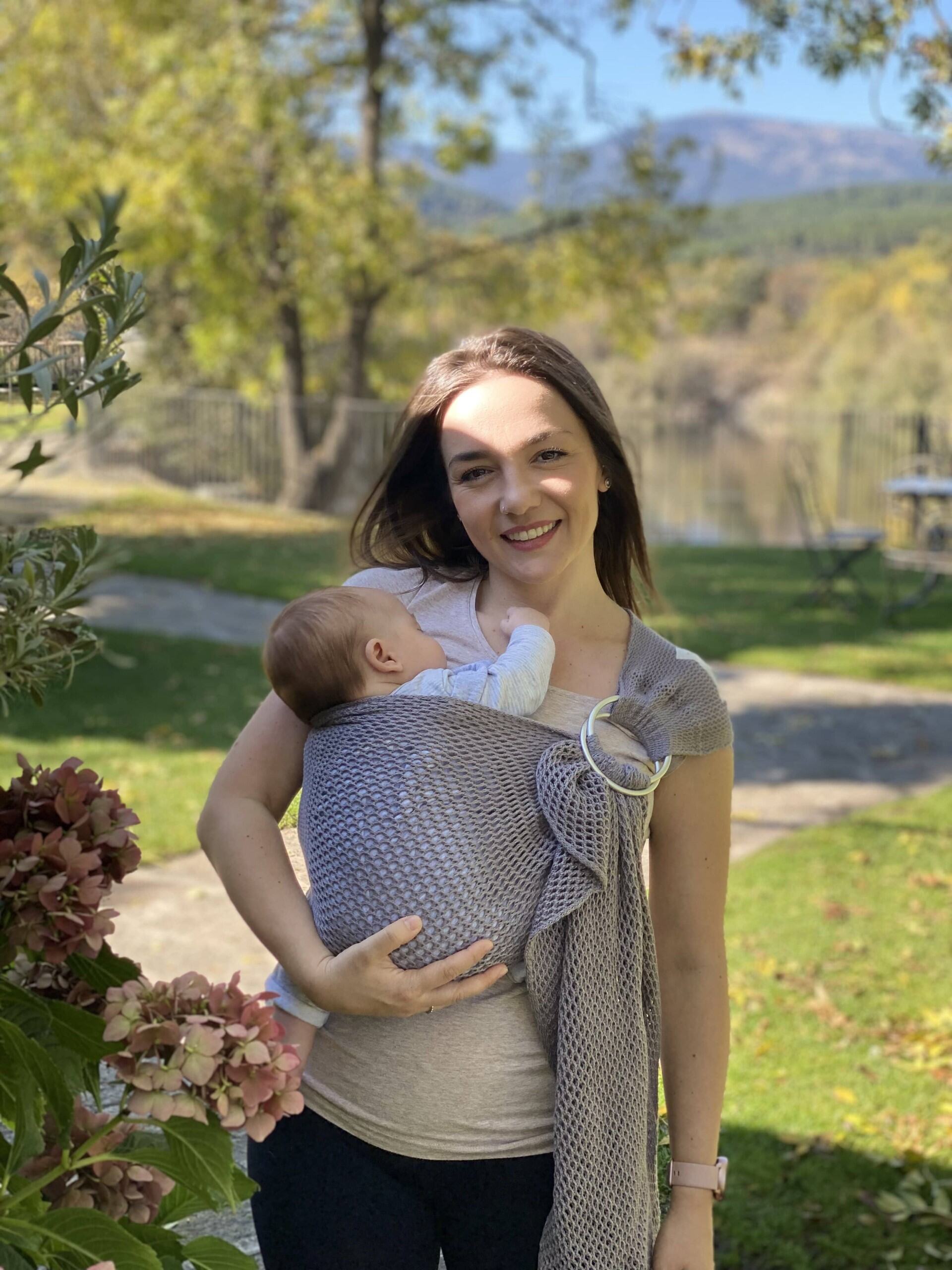 Kangura portabebés Bandolera Portabebé de rejilla Amarsupiel Gris
