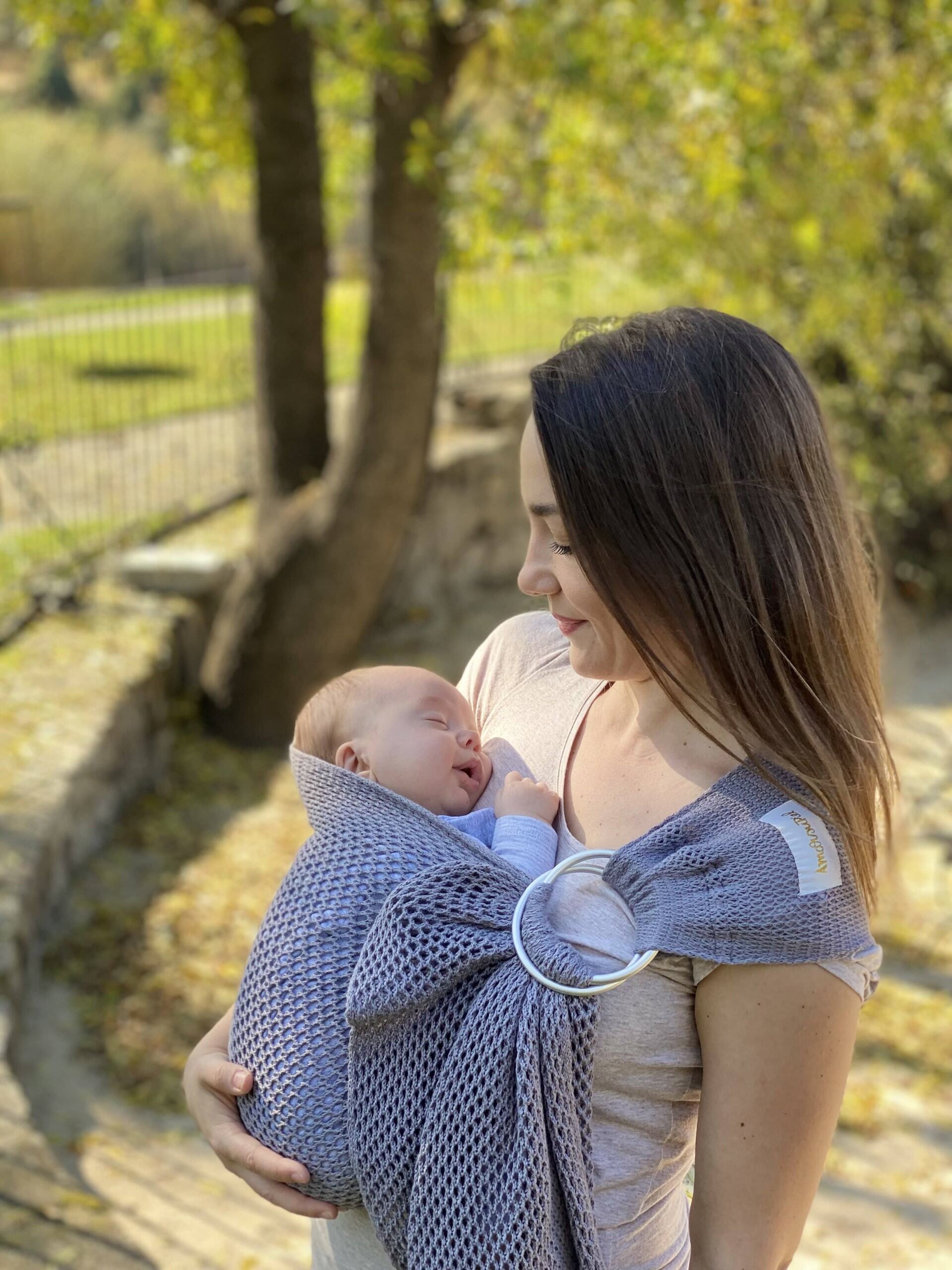Kangura portabebés Bandolera Portabebé de rejilla Amarsupiel Gris