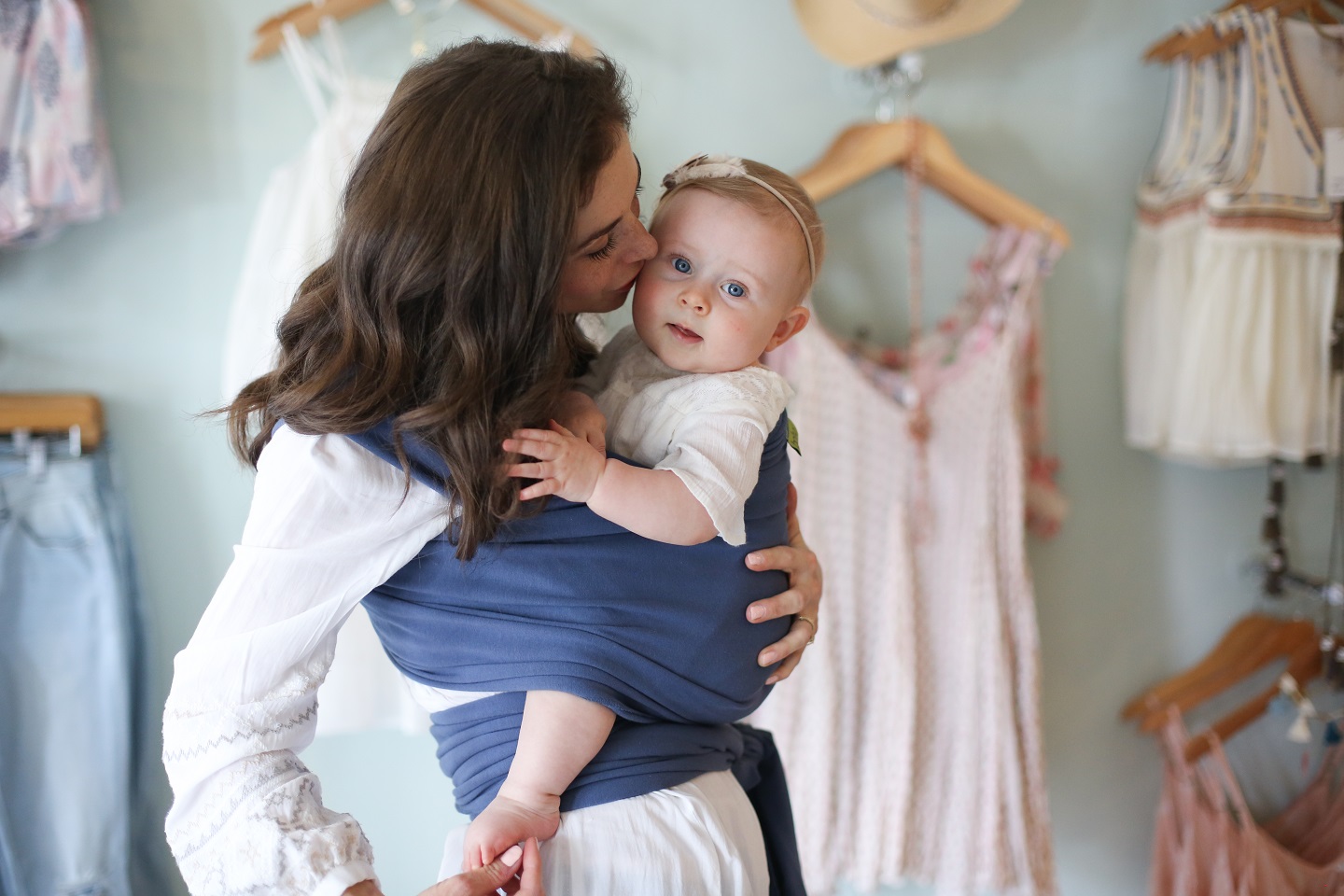 Kangura portabebés Fular elástico portabebé Boba Wrap Vintage Blue