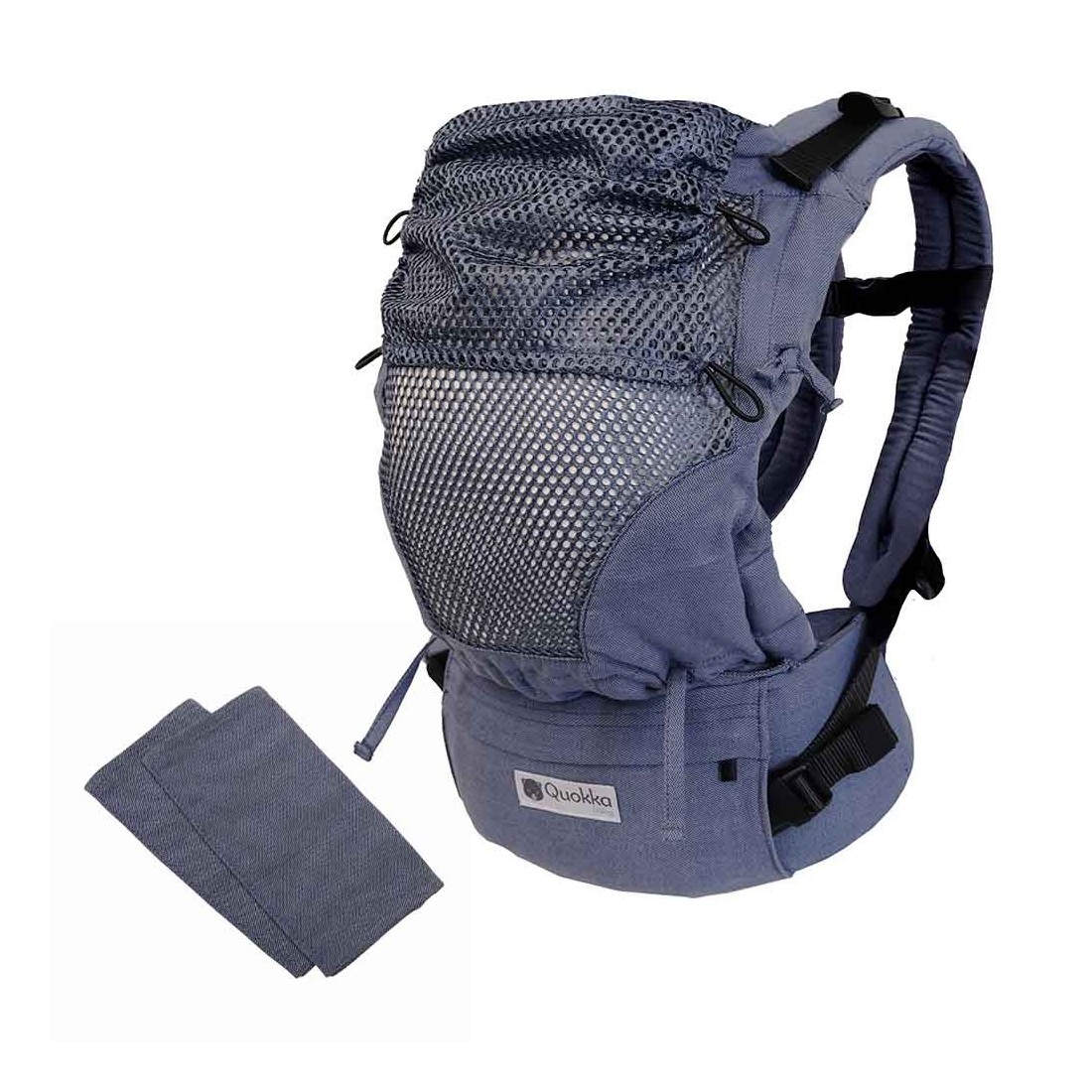 Kangura portabebés Mochila Evolutiva Portabebés Quokkababy E-Carrier Mesh Denim Blue