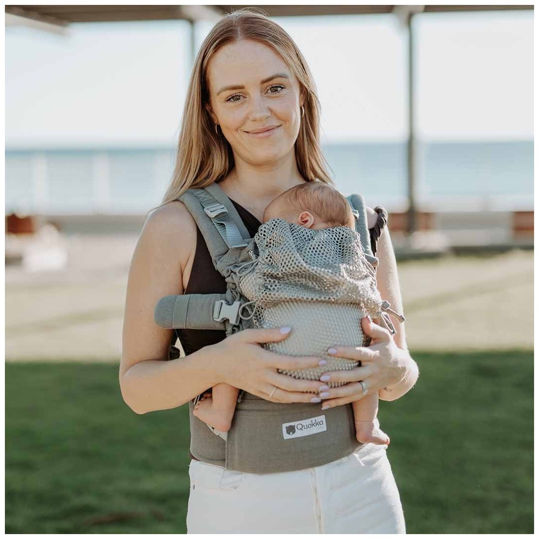 Kangura portabebés Mochila Evolutiva Portabebés Quokkababy E-Carrier Mesh Light Grey