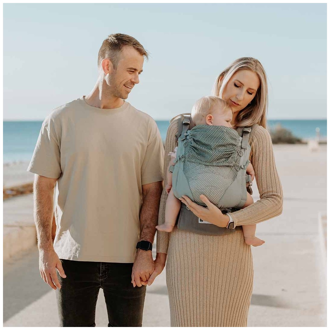 Kangura portabebés Mochila Evolutiva Portabebés Quokkababy E-Carrier Mesh Mint